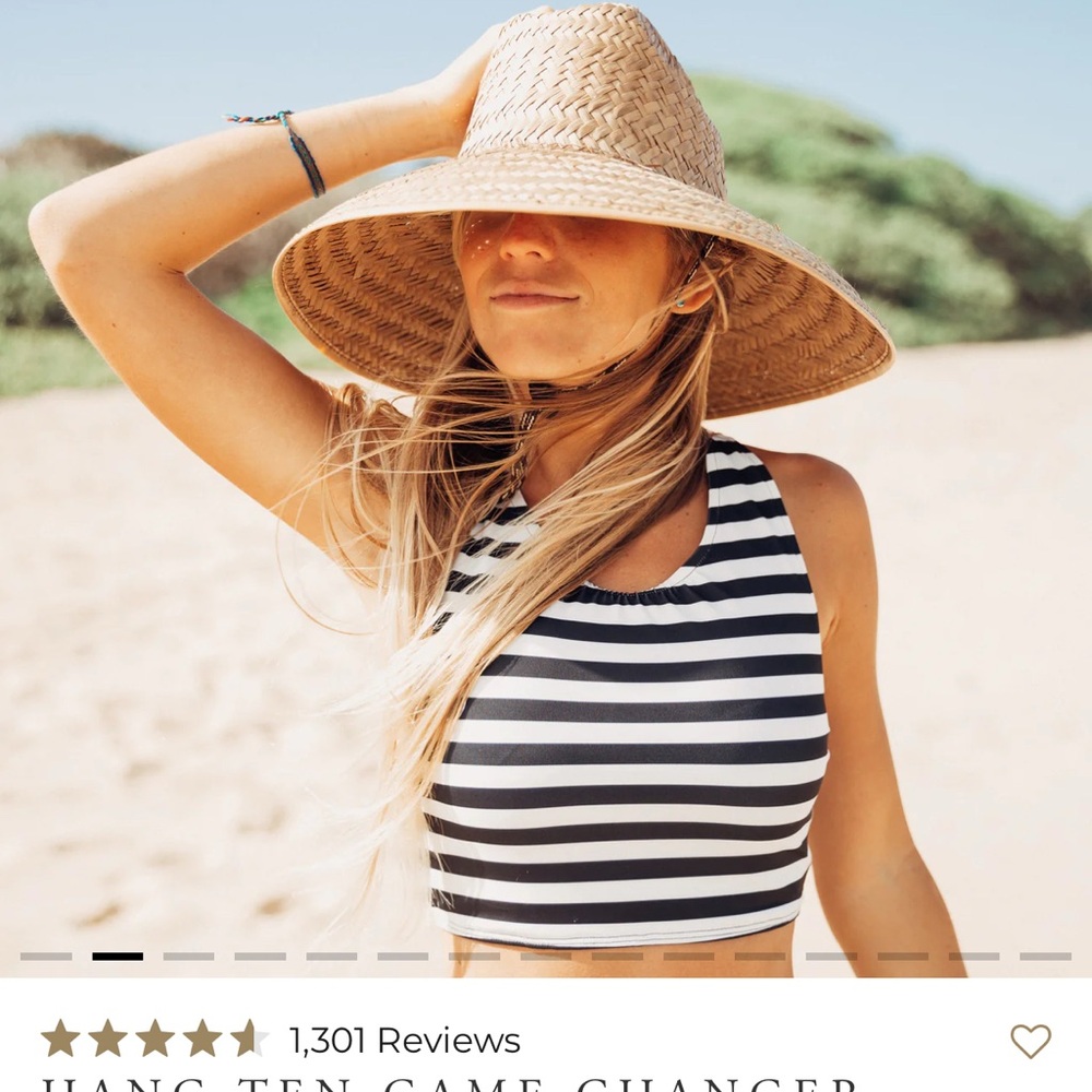 Albion Black and White Striped Women's Swim Top